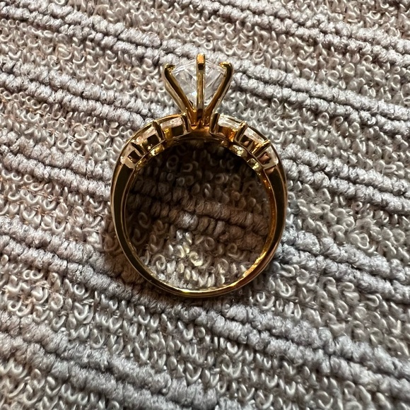 Diamonique Gold Marquise Cut Ring with Art Deco Elegance - Picture 8 of 15